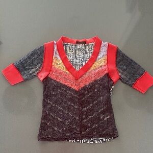 Xs Colorful Sheer Multi Textile Shirt